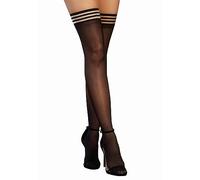 Striped Top Sheer Thigh High Dmd - OS - Black