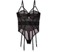 DreamGirl Very Sheer Stretch Mesh Underwire Studded Teddy, Lencería Mujer, Schwarz, XL