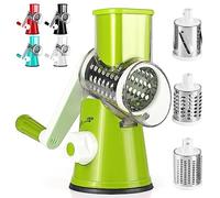 Dreamhigh Cortador de Verduras Manual, Rallador Verduras con 3 Acero Inoxidable Cuchillas de Tambor Intercambiables, Fuerte Succión, Mandolina de Cocina para Queso, Pepino, Zanahoria, Nueces