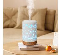 Dreamhigh® Difusor Aceites Esenciales 100ML, Cerámica Ultrasónico Difusor de Aromas con LED de 7 Colores y 4 Temporizadores, Humificador de Aromas-Anhidro Apagado Automático