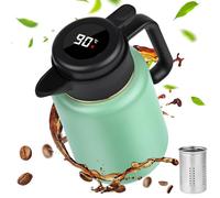 Dreamhigh® Termo de 1,8 l con colador de té, termo con indicador de temperatura, bien sellado (sin fugas, sin goteo), para café, té y leche