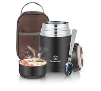 Dreamhigh® Termo para Comida 800 ml, Recipiente Térmico para Comida, Frasco Acero Inoxidable Contenedor Térmico con Bolsa Aislada e Cuchara Plegable, para Adultos Niños-Sin BPA (Negro)