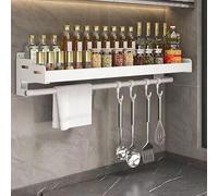 Dreamhousey Estante de almacenamiento para utensilios de cocina, estante para especias colgante en la pared, utensilios de cocina, aceite, sal, especias, estante (blanco, 40 cm de longitud)