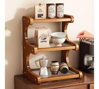 Dreamhousey Estante organizador de especias de 3 niveles para encimera de cocina, armario doméstico, taza de café, taza, estante de almacenamiento, estantería pequeña de madera de escritorio simple (3