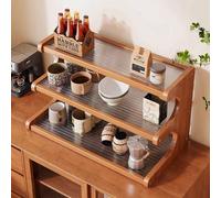 Dreamhousey Estante organizador de especias de 3 niveles para encimera de cocina, armario doméstico, taza de café, taza, estante de almacenamiento, estantería pequeña de madera de escritorio simple (3