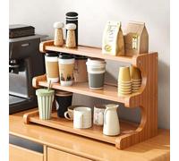 Dreamhousey Estante organizador de especias de 3 niveles para encimera de cocina, armario doméstico, taza de café, taza, estante de almacenamiento, estantería pequeña de madera de escritorio simple (3