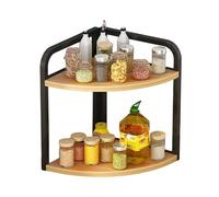 Dreamhousey Estantería de esquina para cocina, estante para especias, accesorios de cocina, estante de especias de madera, triángulo de hierro, organizador de escritorio (2 niveles (L))