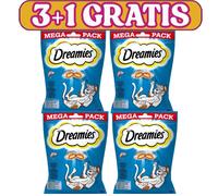 DREAMIES 4x180 g - golosina para gatos con exquisito sabor a salmón