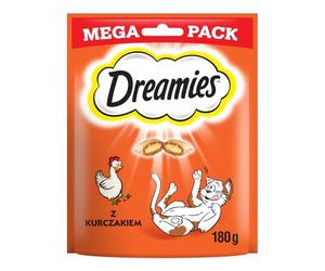 Dreamies Bocadillos clásicos para gatos con pollo - golosinas para gatos con textura crujiente y relleno cremoso - 2 x 180 g