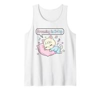 Dreaming in K-Pop - Linda Camisa de Gato durmiendo para niñas Camiseta sin Mangas