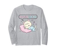 Dreaming in K-Pop - Linda Camisa de Gato durmiendo para niñas Manga Larga