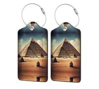 Dreaming of The Pyramids of Khufu - 2 etiquetas impresas de piel sintética, adecuadas para bolsos, etiquetas de bolsas de viaje, etiquetas de equipaje