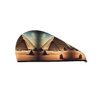 Dreaming of The Pyramids of Khufu Coral Velvet Dry Hair Cap para mujeres Gorros para el cabello con botones para secar cabello rizado largo y grueso Anti Frizz