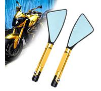 DREAMIZER 8mm 10mm Espejo del Extremo del Manillar de la Motocicleta, Triángulo Espejo Lateral de Moto Para R1 R6 FZ6 FZ1 MT03 MT07 MT09 Z750 Z800 Z900 Z1000 Shiver Monster(Oro)