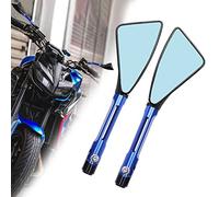 DREAMIZER 8mm 10mm Espejo del Extremo del Manillar de la Motocicleta, Triángulo Espejo Lateral de Moto Compatible con R1 R6 FZ6 FZ1 MT03 MT07 MT09 Z750 Z800 Z900 Z1000 Shiver Monster(Azul)