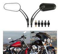 DREAMIZER Espejos Retrovisores Negros para Motocicleta, Espejos Retrovisores Mejorados de Forma Ovalada de 8 mm/10 mm, Compatibles para Bobber ATV Street Bike Cruiser Chopper
