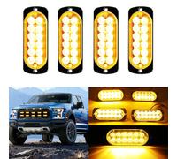 DREAMIZER Luz de Emergencia, 4pcs 12 LED Luz Estroboscópica Intermitente Frontal, 12V/24V Luz de Advertencia para Camión, Camión, ATV UTV Pickup Vehicles, 18 modos de Flash, Ámbar