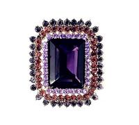 Dreamlandsales Broche de piedra púrpura con forma rectangular de estilo vintage victoriano y pin Art Deco chal y accesorio de envoltura, Cristal, Crytsal