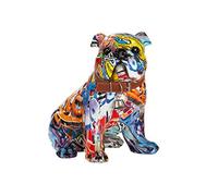 Dreamlight Moderna Escultura Decorativa, diseño de Perro Pug, de Piedra Artificial, Multicolor, 22 x 23 cm