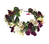 DreamLily Corona de flores de peonía para maternidad, corona de pelo y diadema de boda BC44, Estilo 14, peonía morada, 1 Count (Pack of 1)