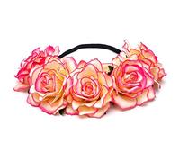 DreamLily Diadema hawaiana elástica con rosas para mujer, corona floral para fiesta de guirnaldas, BC12, 1#, talla única