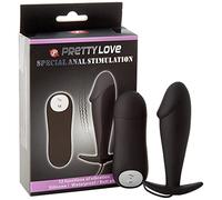 Dreamlove Pretty Love Plug Anal Silicona Forma Pene y 12 Modos Vibración Negro - 150 gr