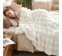 DREAMNINE Manta Decorativa Suave y Gruesa de Piel de Conejo Sintética - Reversible, Cálida y Esponjosa para Sofá, Cama e Invierno - Peluda de Lujo, Bonita y Acogedora - 50 x 60