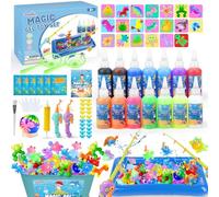 Dreamon Juego de Pesca Aqua Fairy, 71PCS Kit de Aqua Gelz con 14 Colores, 2 Cañas de Pescar y 20 Moldes, Juguete DIY Creativo Educativo Regalo para Niños y Niñas 3 4 5 6 Años
