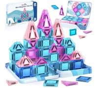Dreamon Mini Bloques Magneticos Construccion Niños 68PCS Piezas Magneticas Niños Magnetic Tiles Tema de Hielo y Nieve con Caja Metálica Regalo para Niño y Niñas 3 4 5 6 7 8 Años