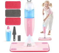 Dreamon Mopa con Spray para niños, Set de Limpieza Funcional con 3 Almohadillas Lavables a máquina, Juguete Montessori para Mayores de 3 años, Regalo para cumpleaños o Navidad, Rosa