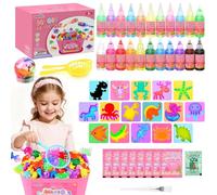 Dreamon Set de Aqua Gelz, 53 PCS Kit Creativo Aqua Fairy Gel con 22 Colores y 16 Moldes, Juguete DIY Creativo Tipo Aqua Gelz para 3 4 5 niños, Regalo Educativo Temática Rosa