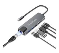 DreamQuest Estación de carga USB-C 6 en 1 con Dual HDMI, 100 W Power Delivery, Gigabit Ethernet, 3 puertos USB 3.0 para portátiles, ordenadores de sobremesa, mini PC