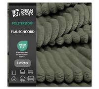DreamRoots Tela Acolchada de Pana al Metro 2,5 cm Súper Suave - Tela de Pana para Tapizar Muebles y DIY - 420 g/m² Resistente 90.000 Martindale - Certificación OEKO-TEX - Ancho 140 cm Verde 1M