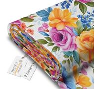 DreamRoots Tela impermeable por metros 600D 220g/m - Tela para tapizar sillas, cojines, sofas - Lona impermeable exterior 160 cm ancho Petals in the Sun 2M