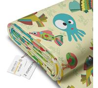 DreamRoots Tela impermeable por metros 600D 220g/m - Tela para tapizar sillas, cojines, sofas - Lona impermeable exterior 160 cm ancho - Funny Sea Animals 2M