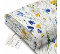 DreamRoots Tela impermeable por metros 600D 220g/m - Tela para tapizar sillas, cojines, sofas - Lona impermeable exterior 160 cm ancho Country Meadow 1M