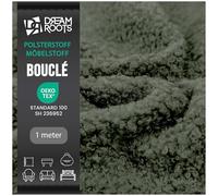 DreamRoots Tela para tapizar por metro - Bouclé resistente y suave, 100% poliéster, 315 g/m², Martindale 80.000+, ideal para sofás, sillas, cojines y proyectos de bricolaje Verde oscuro 1M