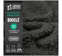 DreamRoots Tela para tapizar por metro - Bouclé resistente y suave, 100% poliéster, 315 g/m², Martindale 80.000+, ideal para sofás, sillas, cojines y proyectos de bricolaje Gris oscuro 1M