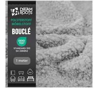 DreamRoots Tela para tapizar por metro - Bouclé resistente y suave, 100% poliéster, 315 g/m², Martindale 80.000+, ideal para sofás, sillas, cojines y proyectos de bricolaje Gris claro 1M
