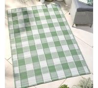 Dreams & Drapes - Alfombra de Exterior a Cuadros (170 x 120 cm), Resistente al Agua, al Sol, Ligera, Manta de Picnic a Cuadros en Color Verde, 100% Polipropileno