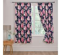 Dreams & Drapes and Drapes Design Kirsten - Par de Cortinas Plisadas con alzapaños, 168 x 183 cm, Color Rosa y Azul