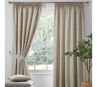 Dreams & Drapes Cortinas - Pembrey - Par de Cortinas Plisadas texturizadas con alzapaños - 90 Pulgadas de Ancho x 72 Pulgadas de caída (229 x 183 cm) en Color Natural