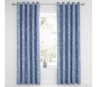 Dreams & Drapes Design Oriental Garden - Par de Cortinas Opacas con Ojales, 168 x 183 cm, Color Azul