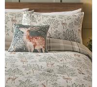 Dreams & Drapes - Funda de edredón con diseño de Ciervo de Bosque Natural, tamaño King (230 x 220 cm), diseño Reversible, 100% algodón, Funda nórdica de Franela en Color Natural