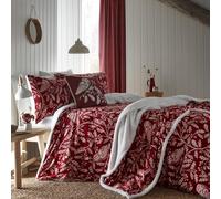 Dreams & Drapes - Funda de edredón de Forro Polar con búho Rojo, tamaño Individual (140 x 200 cm), Forro Polar Suave y Acogedor, Ropa de Cama del Bosque, Ropa de Cama de Color Rojo Burdeos con