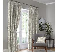 Dreams & Drapes Indira - Par de Cortinas Plisadas 100% algodón con Lazos, 168 x 183 cm, Color Coral/Natural, Multicolor