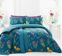 Dreams & Drapes - Juego de Funda de edredón de fácil Cuidado, Modelo Ingrid, Verde Azulado, Duvet Set: Double
