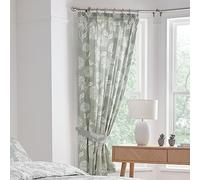 Dreams & Drapes Par de Cortinas Plisadas con alzapaños con diseño de crisantemo, 168 x 183 cm, Color Verde