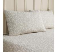 Dreams & Drapes - Sábana Bajera Ajustable con diseño Floral Natural (200 x 150 x 28 cm) - Sábana de Cama de polialgodón de Lujo - Funda de edredón a Juego Disponible - Sábana Natural con Hoja