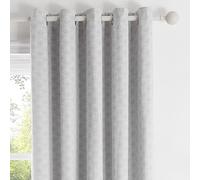 Dreams & Drapes - Tiffany - Par de Cortinas Jacquard con Ojales - 168 x 137 cm (Ancho x caída) en Plata
